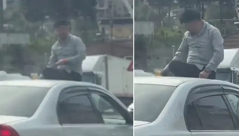 Trafikte Pes Dedirten Anlar: Otomobil Üzerinde Eğlenceli Alem Yapıldı!