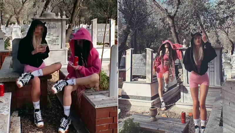 Mezarlıkta Çekilen Fotoğraflar Sosyal Medyada Büyük Tepki Topladı
